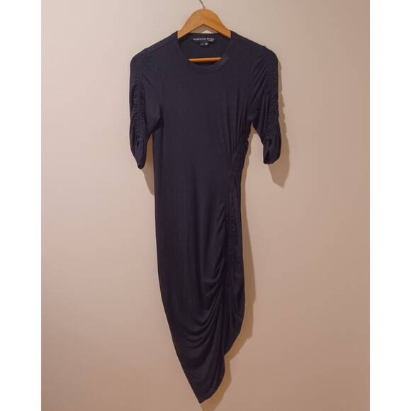 Veronica Beard Lockwood Ruched Jersey Midi Dress In Black XS Fitted Classy Comfy - Picture 4 of 12